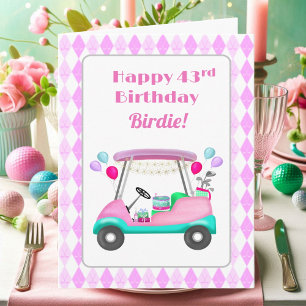 Elegantes Women's Golf Party Cart 43. Geburtstag Karte