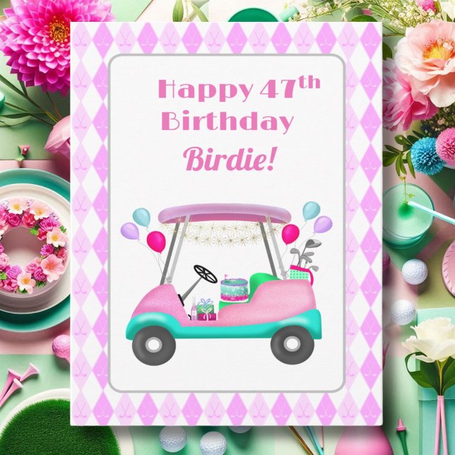 Elegantes Women's Golf Party Cart 47. Geburtstag Karte (Von Creator hochgeladen)