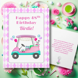 Elegantes Women's Golf Party Cart 48. Geburtstag Karte