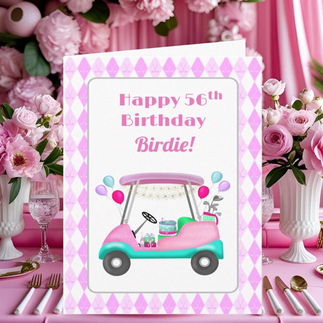 Elegantes Women's Golf Party Cart 56. Geburtstag Karte (Von Creator hochgeladen)