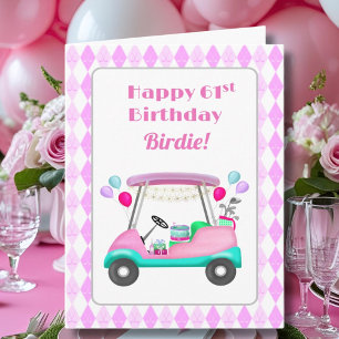Elegantes Women's Golf Party Cart 61. Geburtstag Karte