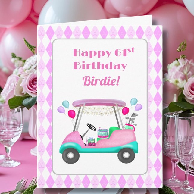 Elegantes Women's Golf Party Cart 61. Geburtstag Karte (Von Creator hochgeladen)