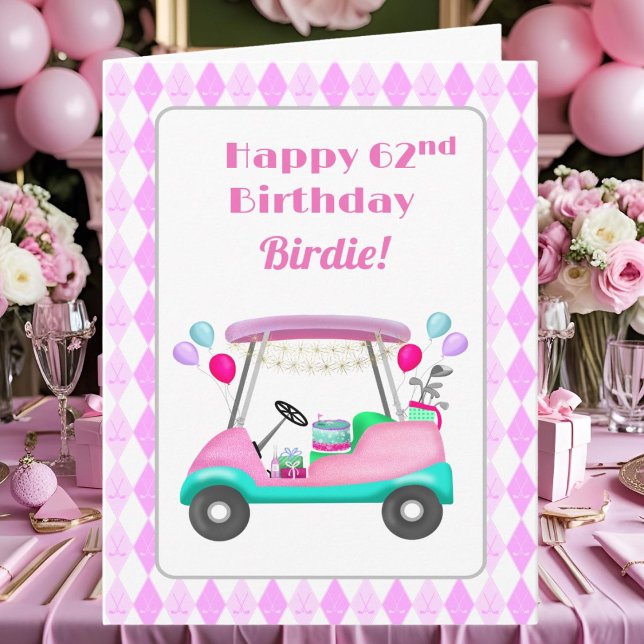 Elegantes Women's Golf Party Cart 62. Geburtstag Karte (Von Creator hochgeladen)