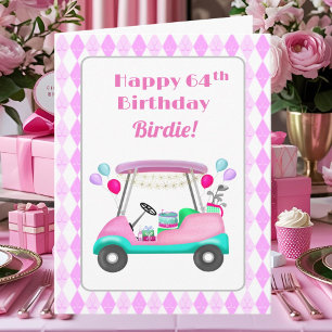 Elegantes Women's Golf Party Cart 64. Geburtstag Karte