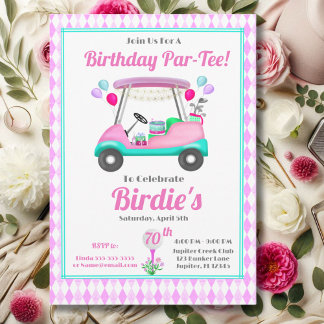 Elegantes Women's Golf Party Cart 70. Geburtstag Einladung