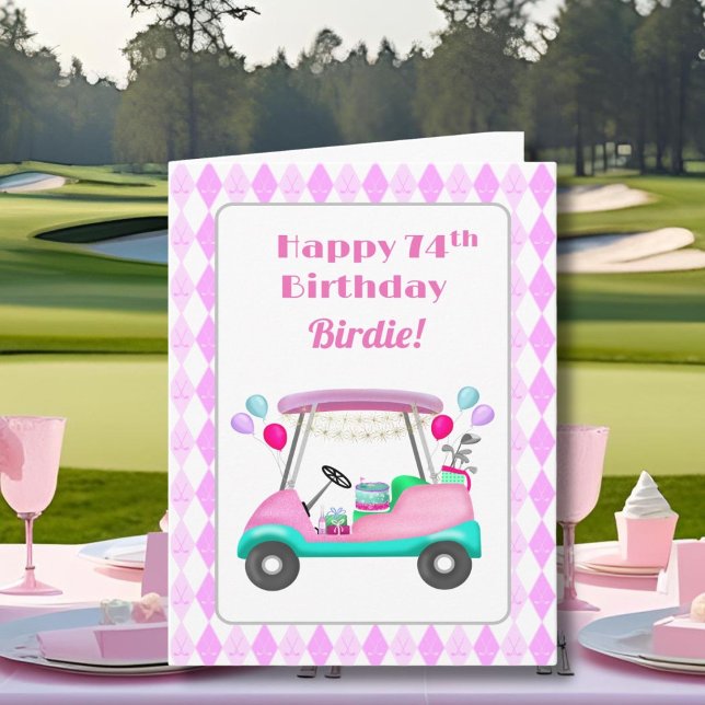 Elegantes Women's Golf Party Cart 74. Geburtstag Karte (Von Creator hochgeladen)