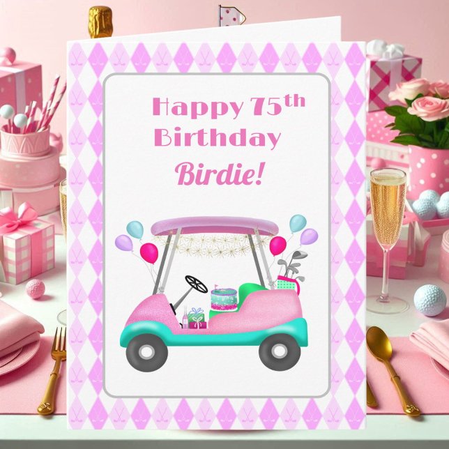Elegantes Women's Golf Party Cart 75. Geburtstag Karte (Von Creator hochgeladen)