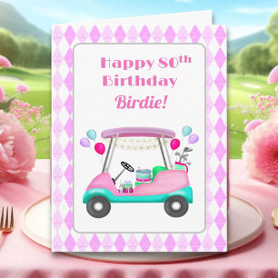 Elegantes Women's Golf Party Cart 80. Geburtstag Karte