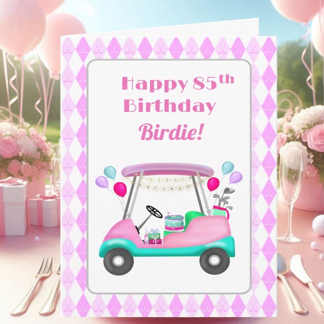 Elegantes Women's Golf Party Cart 85. Geburtstag Karte (Von Creator hochgeladen)