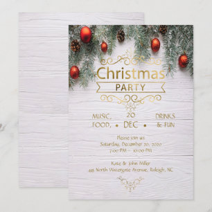 Elegantes Wood Christmas Design Party Einladung