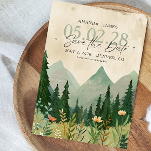 Elegantes Woodland und Gebirge Save the Date Einladung