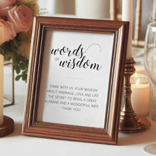 Elegantes Wort der Weisheit Hochzeitsrat Schild