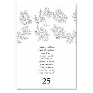 Elegantes Wreath Floral Wreath Minimal Monogramm Tischnummer