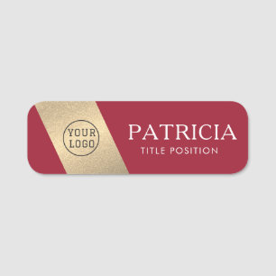 Elegantes Würziges Rotes Goldenes Glitter-Logo Gir Namensschild