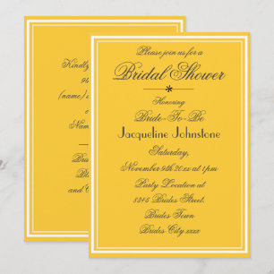 Elegantes Yellow Chic Classy Script-Brautparty Einladung