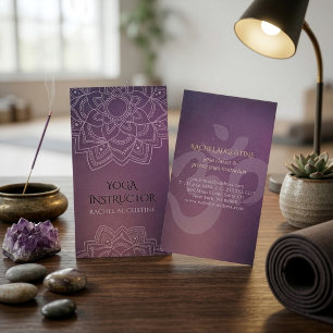 Elegantes Yoga-Blumen-Mandala-Om-Symbol Lila Grung Visitenkarte