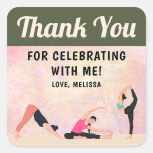 Elegantes Yoga-Studio Danke-Sticker Quadratischer Aufkleber