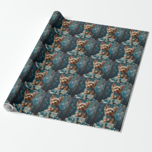 Elegantes Yorkshire Terrier-Hund-Feiertagsgeschenk Geschenkpapier