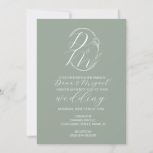Elegantes zartes florales Hochzeitslogo monogrammi Einladung