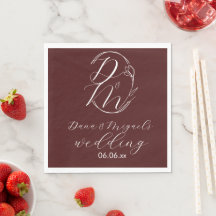 Elegantes zartes florales Hochzeitslogo Tiefes Bur