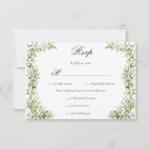 Elegantes, zartes, grünes Botanik-Hochzeitsmenü