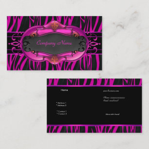 Elegantes Zebra-Hot-Pink-Schwarz-Boutique-Karte 4 Visitenkarte
