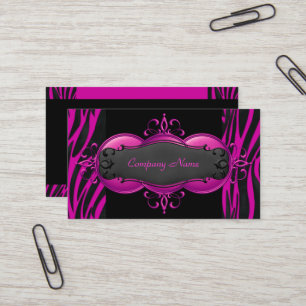 Elegantes Zebra-Hot-Pink-Schwarz-Boutique-Karte Visitenkarte