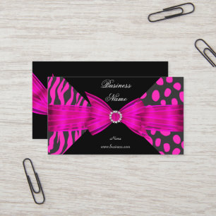 Elegantes Zebra-Leopard Schwarz Hot Pink Visitenkarte
