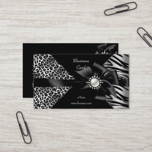 Elegantes Zebra-Leoparden-Schwarzdiamant-Look Visitenkarte