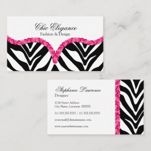 Elegantes Zebrastreifenmuster mit Pailletten-Look Visitenkarte