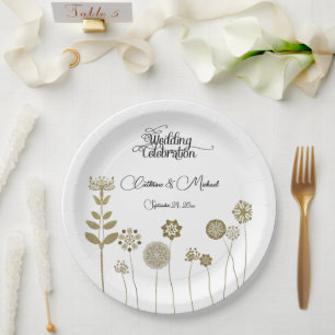 Elegantes Zeitloses Soft Gold Blumenpapier Pappteller