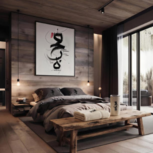 elegantes Zen-Shodo-Kalligrafie-Monogramm  Kissen