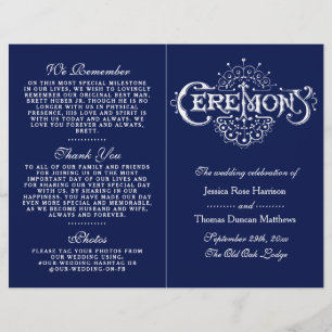 Elegantes Zeremoniell-Programm für Navy Blue & Whi