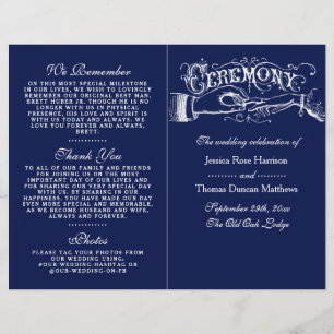 Elegantes Zeremoniell-Programm für Navy Blue & Whi
