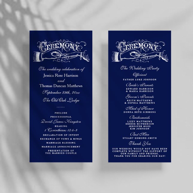 Elegantes Zeremoniell-Programm für Navy Blue & Whi Programm (Von Creator hochgeladen)