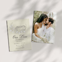 Elegantes Ziel Blumengebirge Save the Date Foto