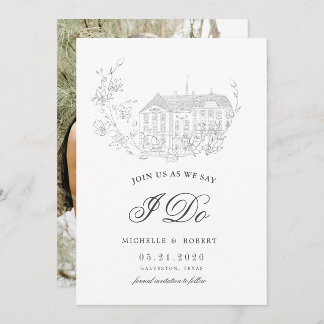 Elegantes Ziel Blumengebirge Save the Date Foto Einladung (Vorne/Hinten)