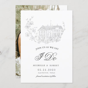 Elegantes Ziel Blumengebirge Save the Date Foto Einladung