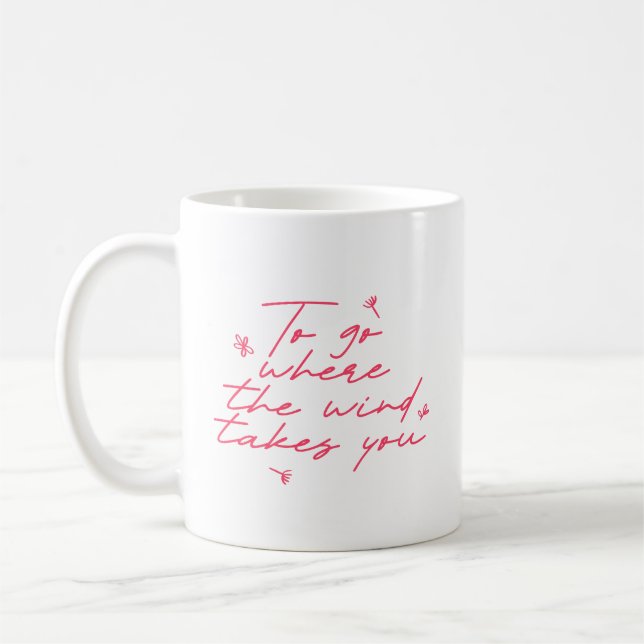 Elegantes Zitat Rosa Weiß Umarme Lebenserinnerung Kaffeetasse (Links)