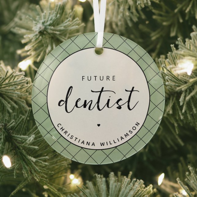 Elegantes Zukunftsdomen-Karo-Muster Personalisiert Ornament Aus Glas (InSitu)