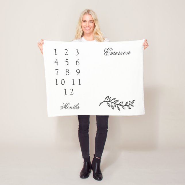 Elegantes Zweig-Baby-Monatsmeilenstein Fleecedecke (Beispiel)