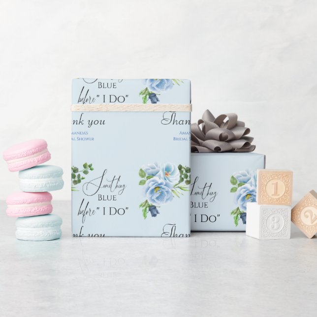 Eleganthing Blue Floral Brautparty Gift Geschenkpapier (Babyparty)
