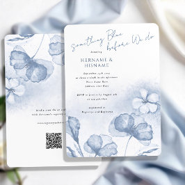 Eleganties Blue Floral QR Brautparty Einladung
