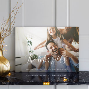 Elegantly Penned   Happy New Year Foto Card Feiertagskarte