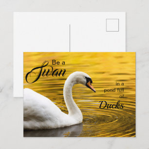 Eleganto be a Swan Typografy Inspirational Postkarte