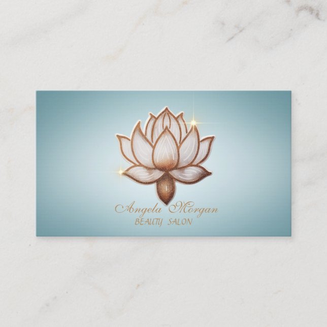 Eleganto Brown Lotus Blume Blue Visitenkarte (Vorderseite)