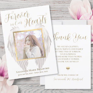 Eleganto Forever in Our Hearts Angel Wings Foto Dankeskarte