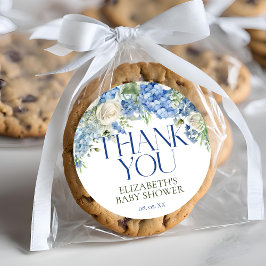 Eleganto Modern Blue Hydrangea Floral Vielen Dank Runder Aufkleber