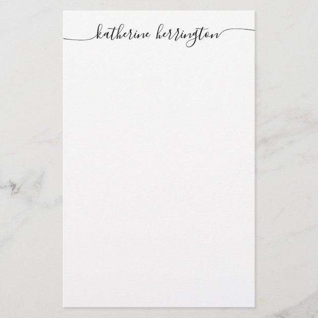 Eleganto Modern Girly Swash Skriptname Kalligrafie Briefpapier (Vorderseite)