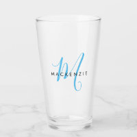 Eleganto Modern Sky Blue Script Monogram